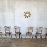 Series of 6 Scandinavian chairs or vintage wooden bistro