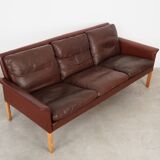 Brown leather sofa, Danish design, 1960s
