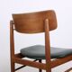 Set of 8 Danish chairs in teak, black leatherette and brass, Sven Chrobat/Sax.