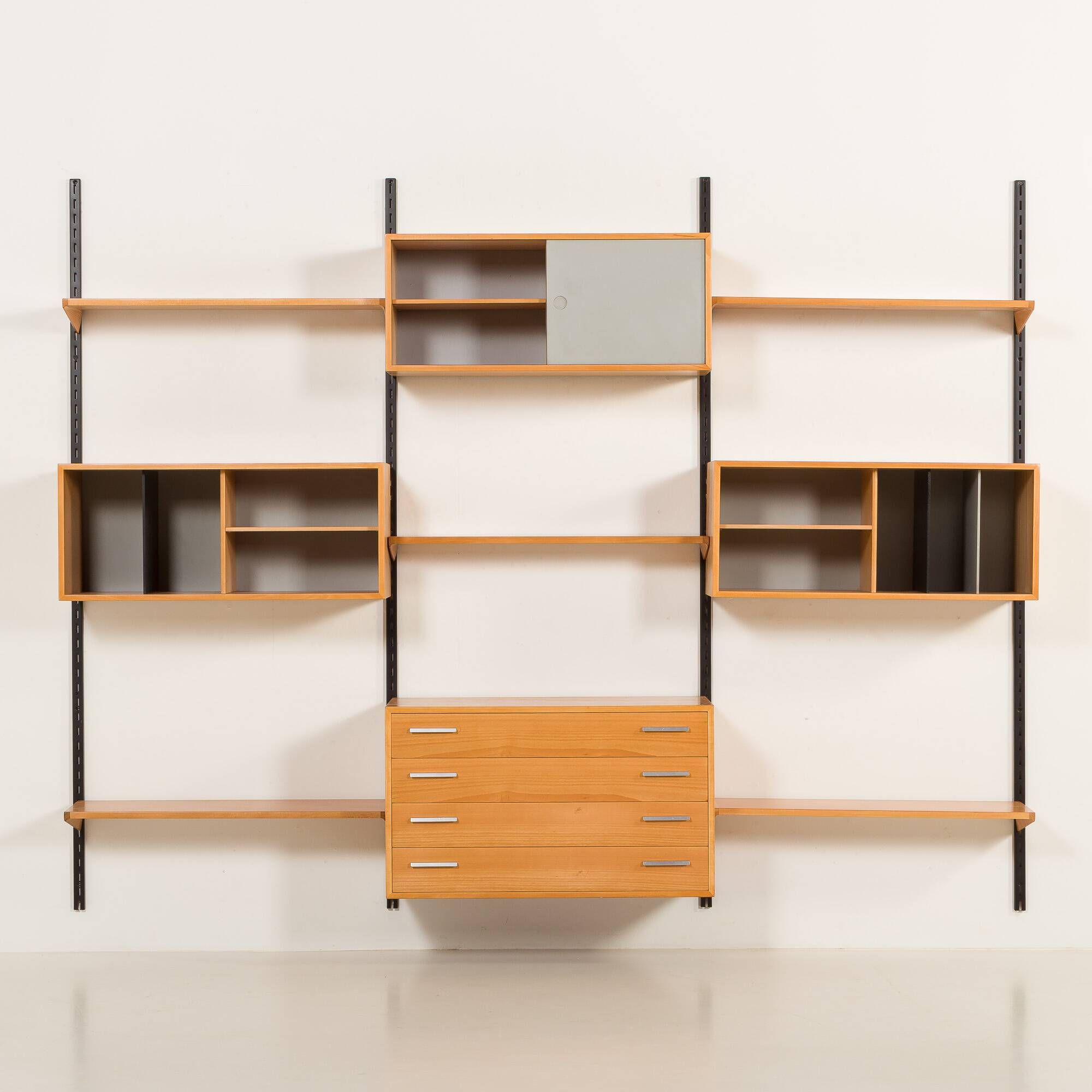 Rare Kai Kristiansen 3 bay wall unit in beech, 1970s