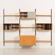 Rare Kai Kristiansen 3 bay wall unit in beech, 1970s