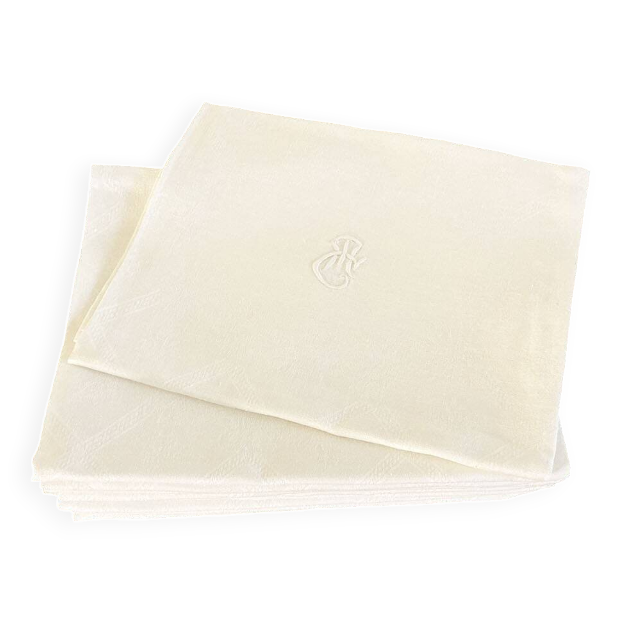 12 antique damask and monogrammed napkins