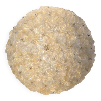 Murano Gold Ceiling Light Flower by Seguso for Venini, Italy, 1960s