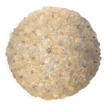 Murano Gold Ceiling Light Flower by Seguso for Venini, Italy, 1960s