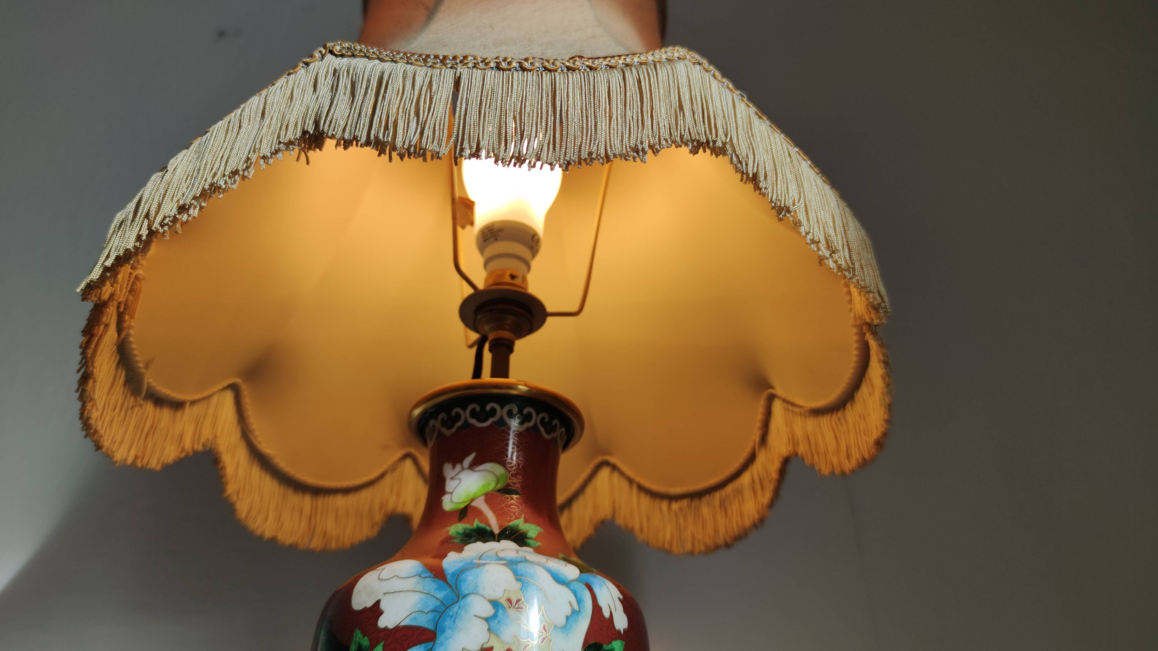 Enamel lamp cloisonnée drimmer vintage 56 cm h
