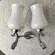 Duo of wall lamps in chrome metal and Opalines Japanese 50s
