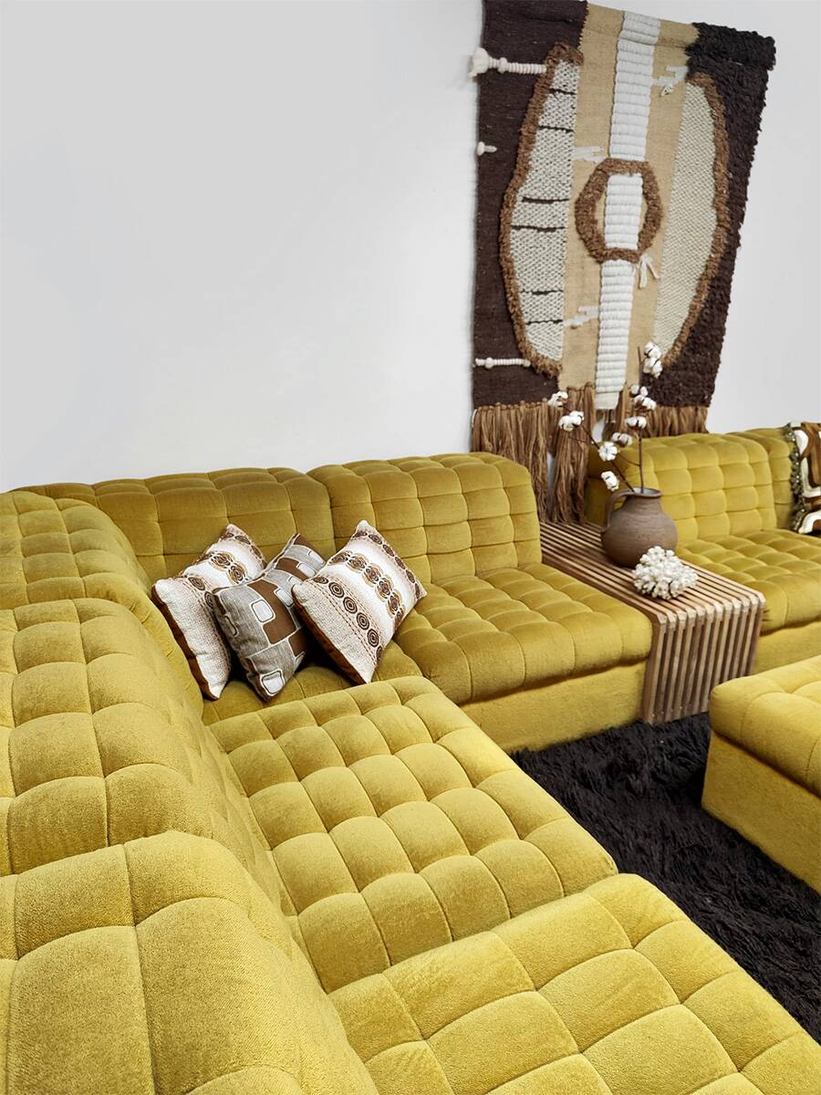 Canapé modulaire vintage XXL Laauser « jaune doux »