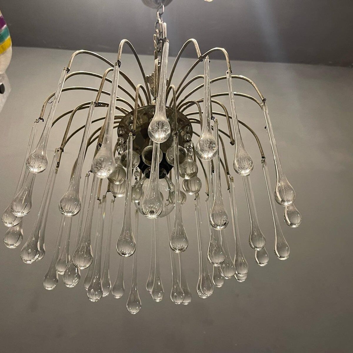 Murano glass drop waterfall chandelier, 1960s