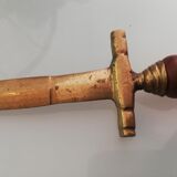 Sword-shaped letter opener paper cutter with turned wooden handle