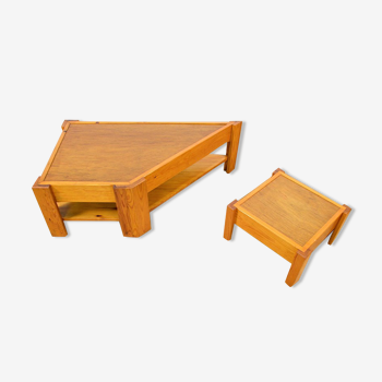 2 tables in free form pine 1970 / 1980 the lot of 2