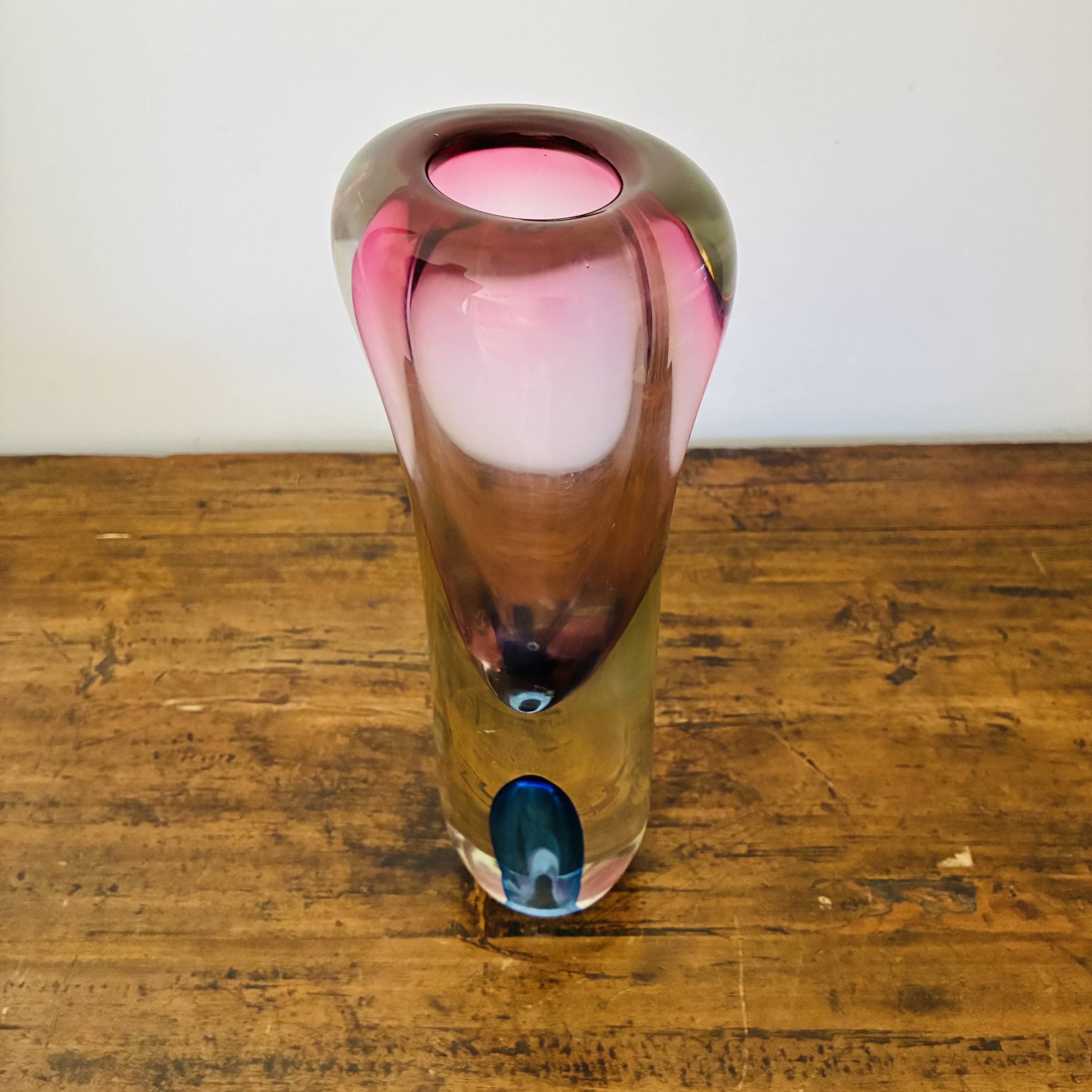 Vase en verre sommerso de Murano, années 1960, dans le style de Flavio Poli