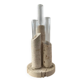 Vase soliflore vintage en travertin et verre