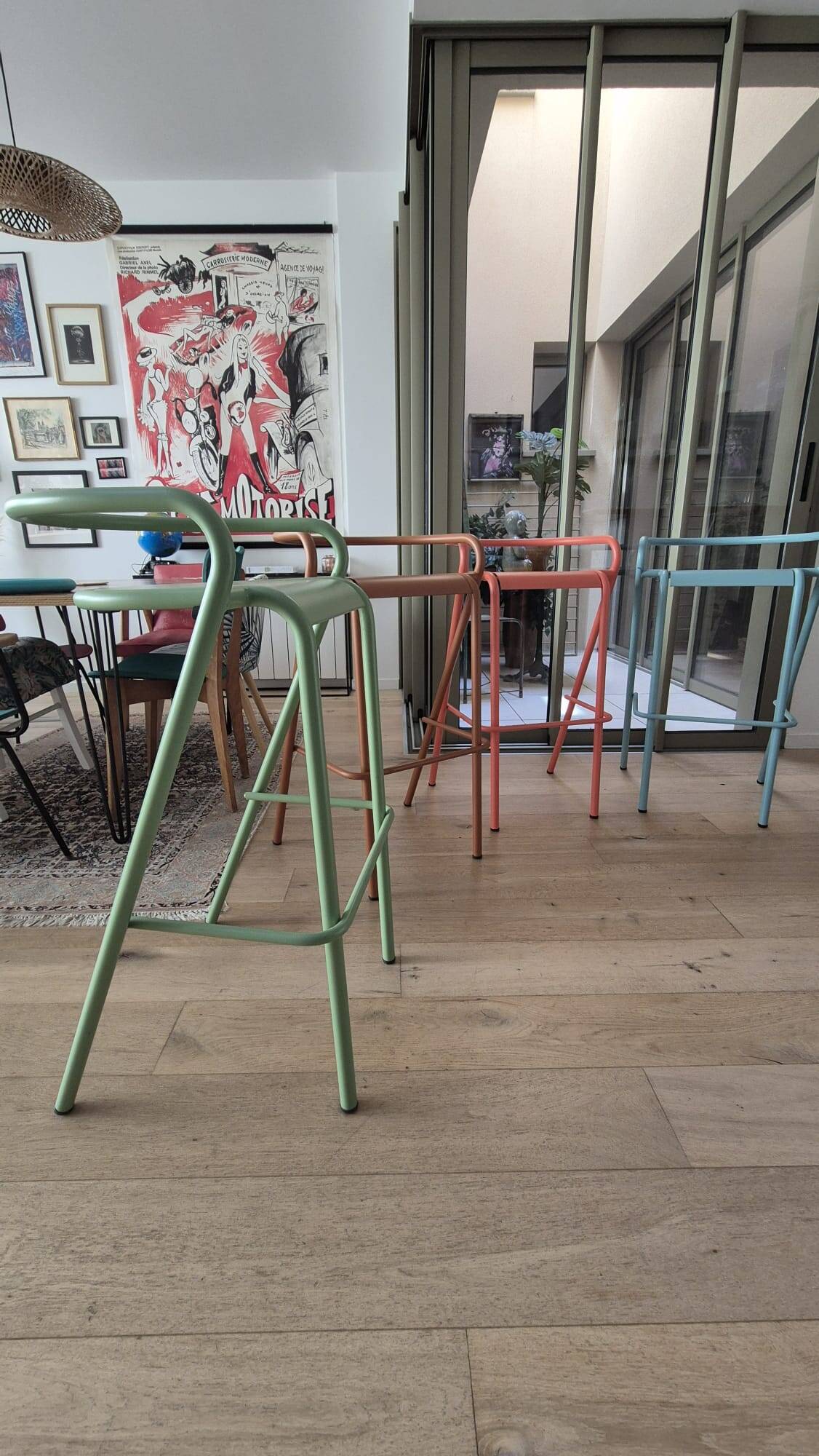Set of 4 ADICO Metal Bar Stools