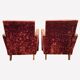 Paire de fauteuils club art déco velours frappé rouge bordeaux 1930