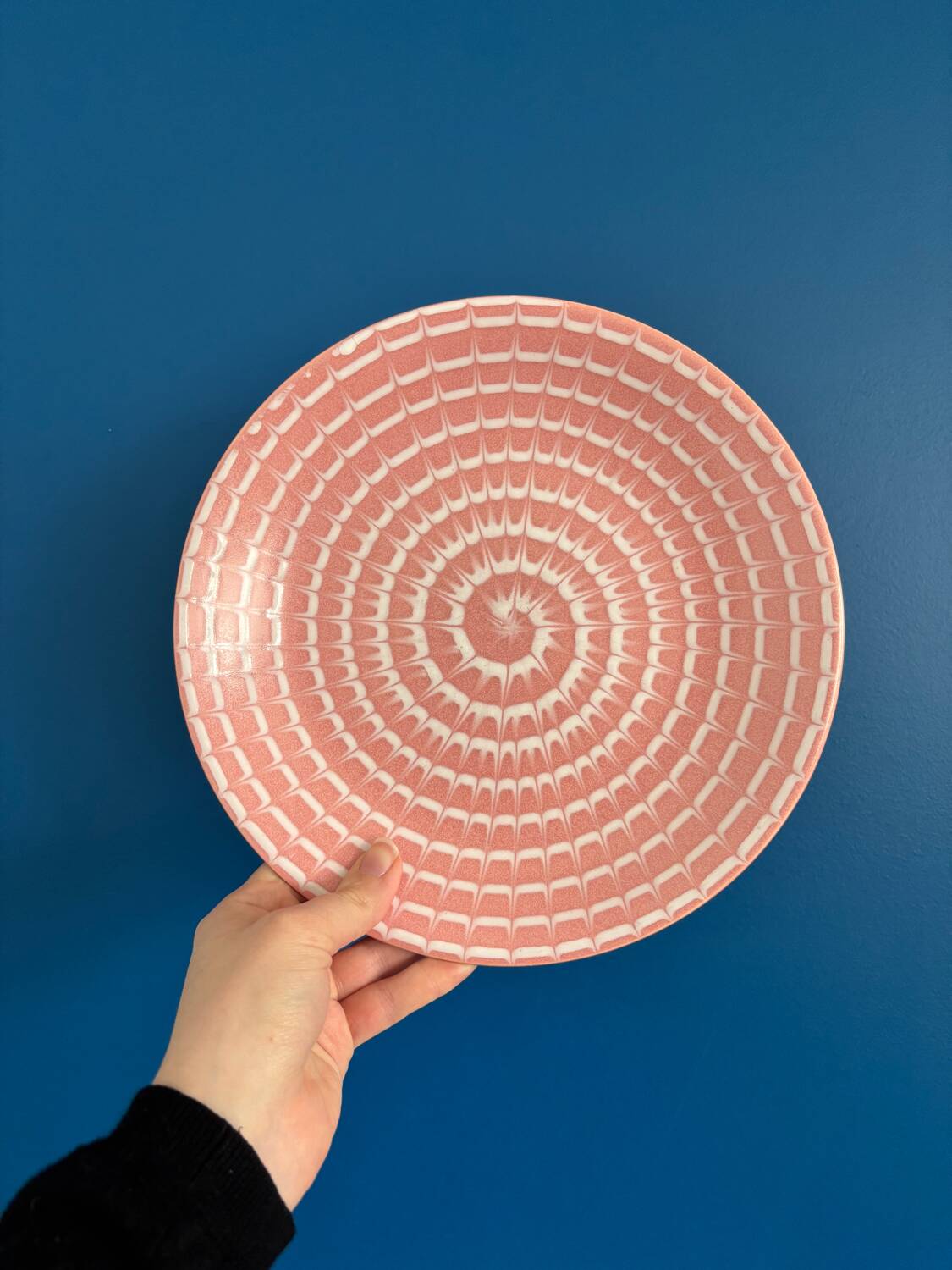 Longchamp pink marbled ceramic plate set - vintage plate