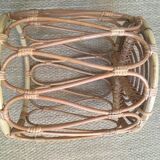 Vintage rattan pouf stool
