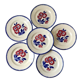 Lot de 6 assiettes à dessert gien modèle "cancale" années 40
