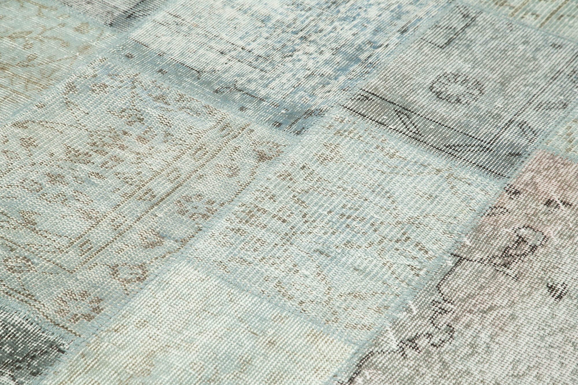 Hand-Knotted Anatolian Contemporary 170 cm x 240 cm Blue Patchwork Rug
