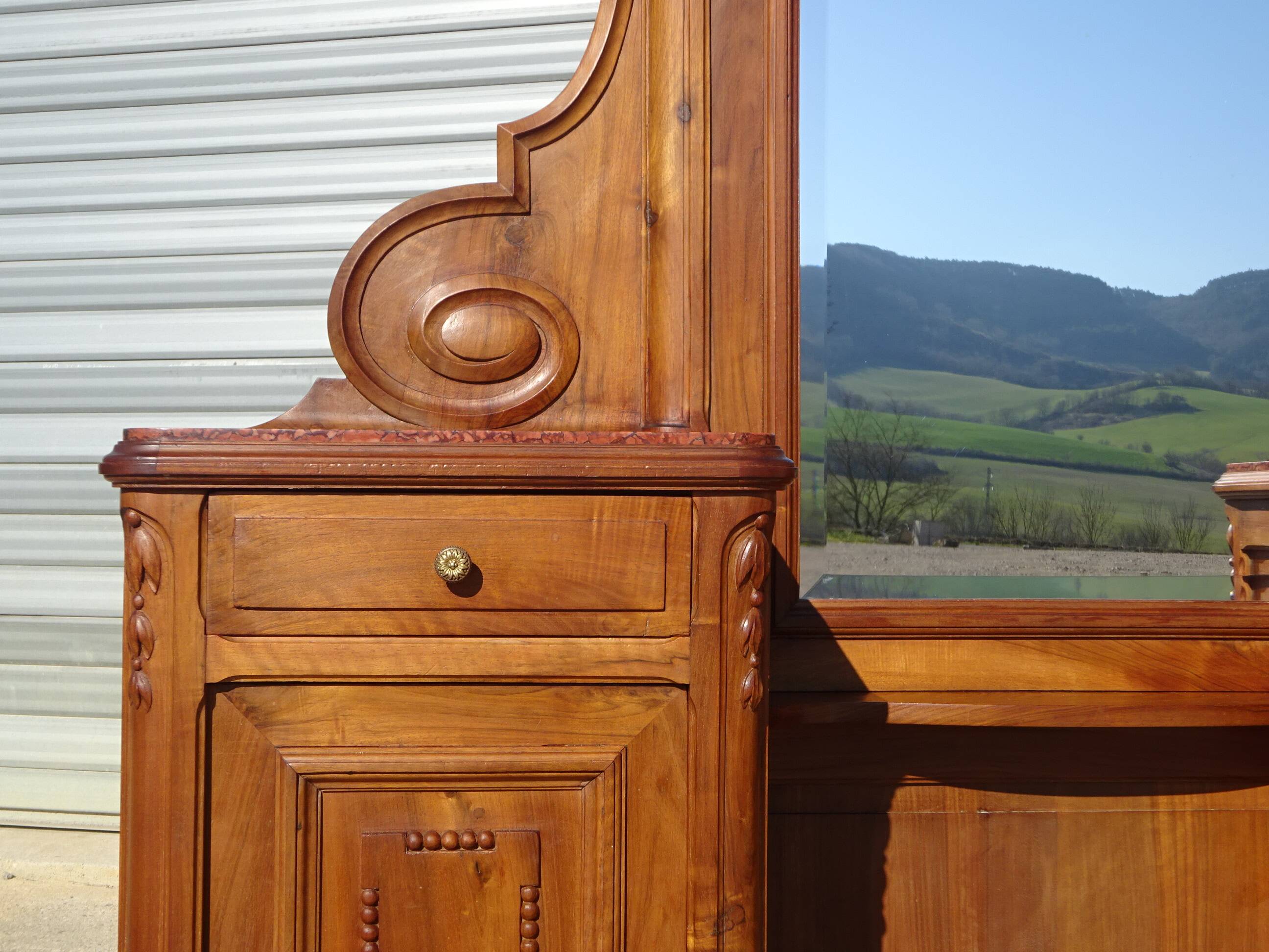 Antique walnut dressing table, Louis XVI style