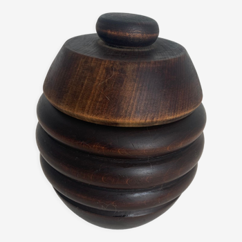 Pot à tabac vintage 1930 tabatière bois sculpté - 15 x 12 cm