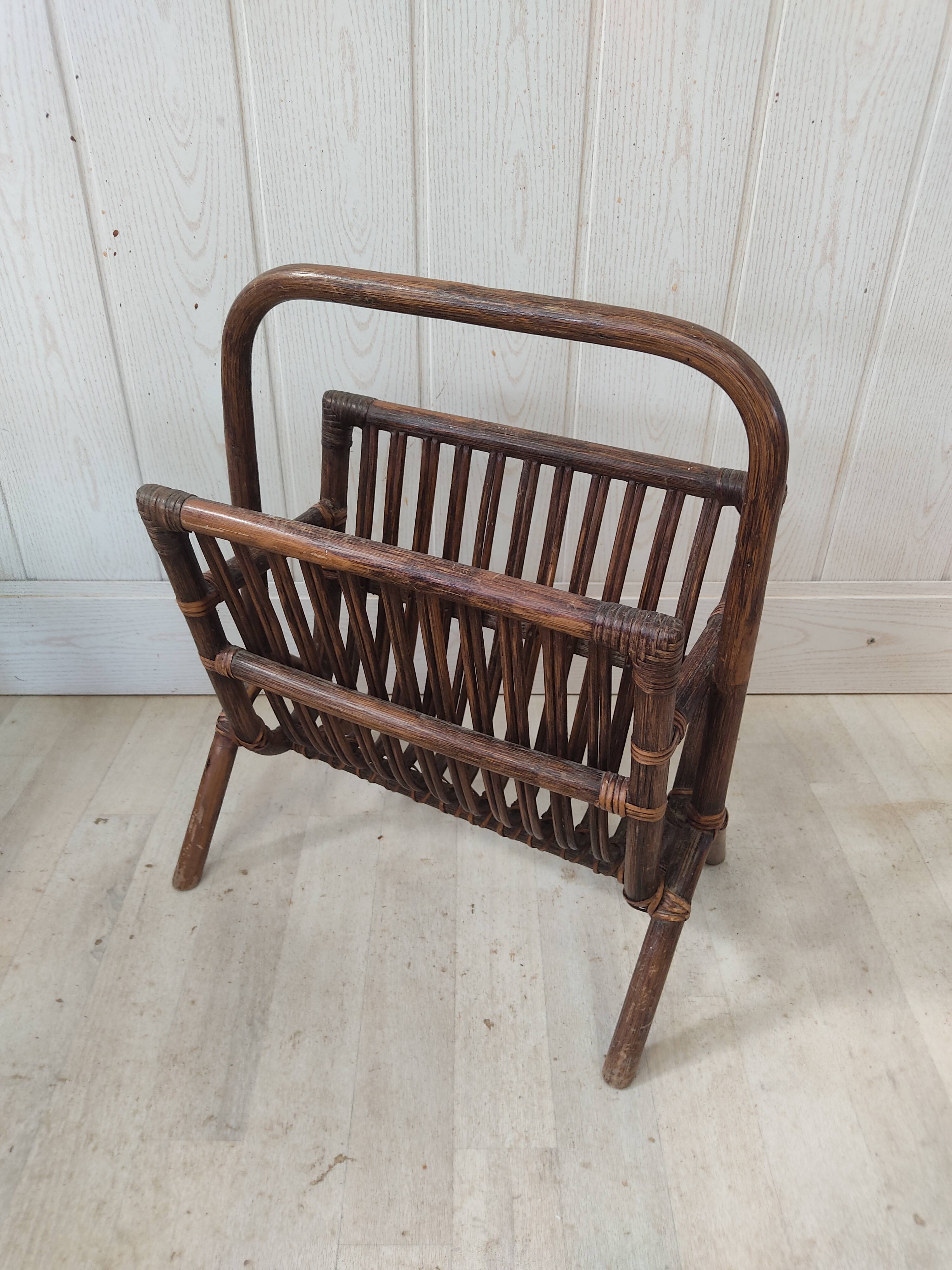 Rattan and bamboo magazine holder