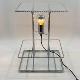 Large geometric chrome and plexiglass lamp, 1970s