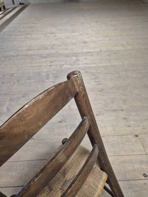 Paire de chaises en paille rustique campagnard montagne ancienne 1950s