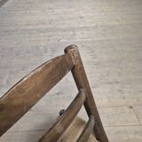 Pair of rustic country mountain straw chairs, old 1950s