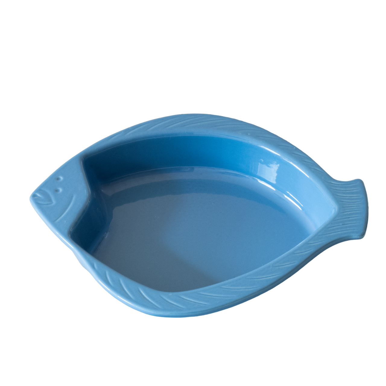 Old dish Emile Henry blue fish