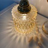 Walking lamp (or pendant light) with vintage amber glass globe