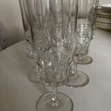 Product BHV Set of 9 crystal flutes sounding with short flat sides 1960