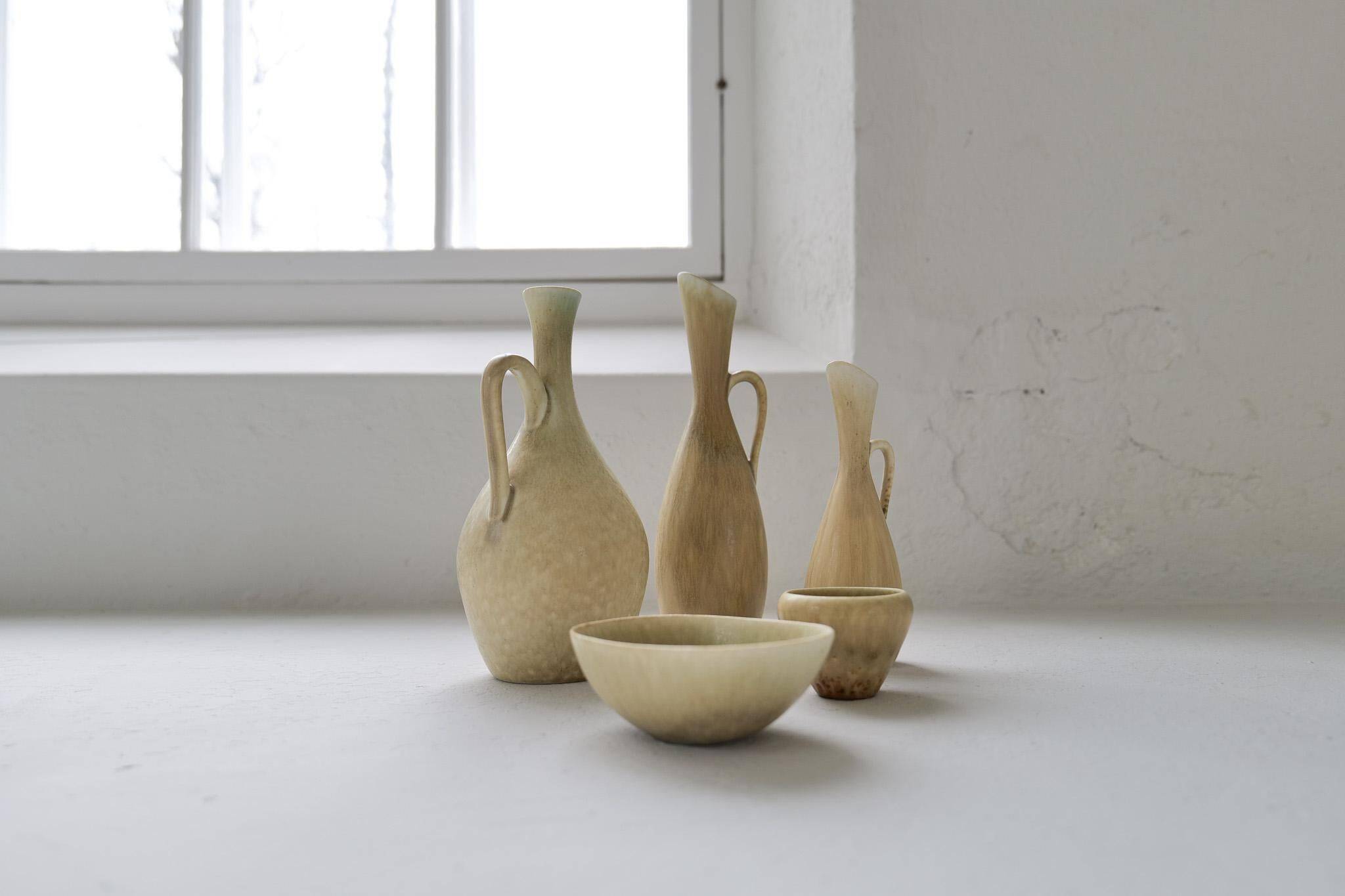 Group of 5 Mid-Century Modern Vases Rörstrand Sweden 1950