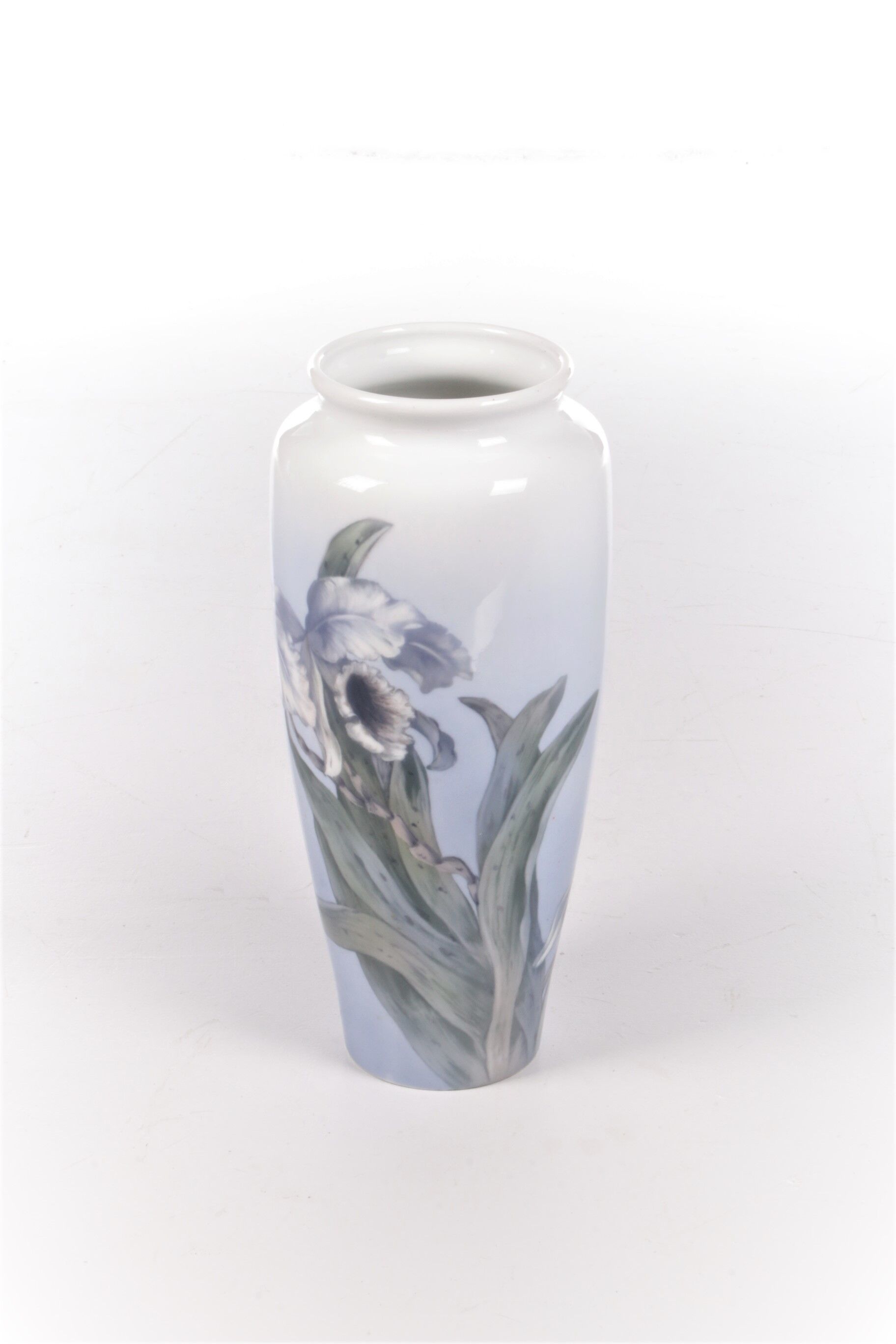 Royal Copenhagen Porcelain Vase painted with the trumpet flower.