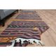 Purple Vintage Turkish Handmade Wool Kilim Runner Rug 109x398