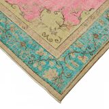 Overdyed Wool Vintage Handmade Carved Rug 176 cm x 271 cm