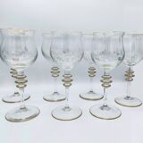 Set of 7 Galo crystal wine glasses