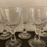 8 verres anciens, soufflés, à vin, à pied, en cristal taillé Baccarat, XIXème