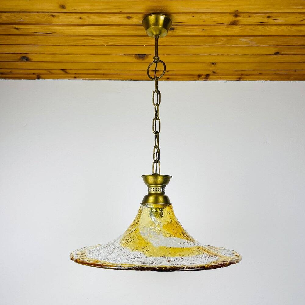 Vintage Murano glass pendant lamp by AV Mazzega, Italy, 1950s.