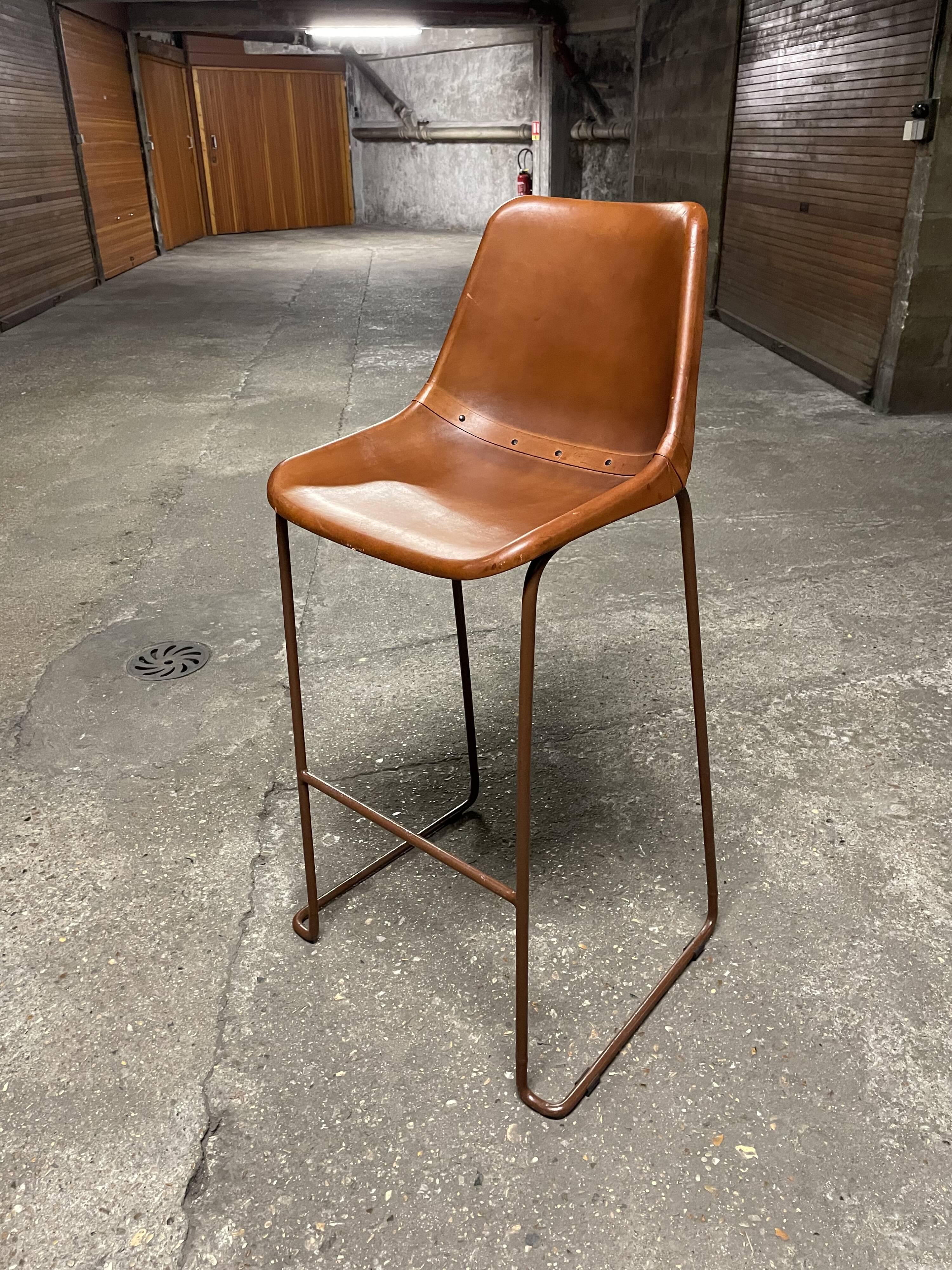 Vintage bar chair goat leather brown