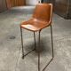 Chaise de bar vintage cuir de chèvre marron
