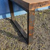 Industrial teak and metal table