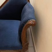 Mahogany and blue velvet daybed