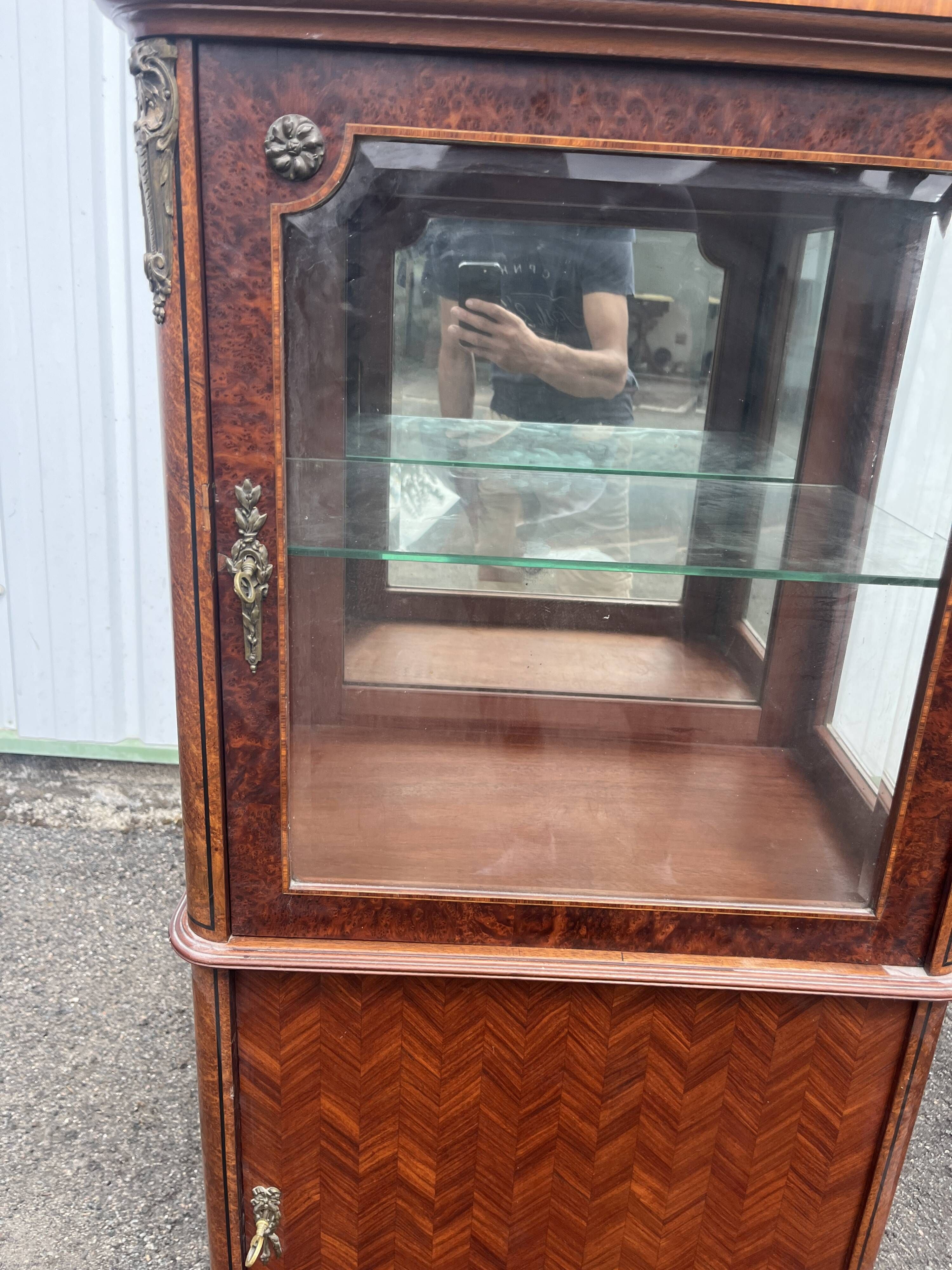 Louis XVI style display cabinet, 19th century, marble and gilded bronzes.