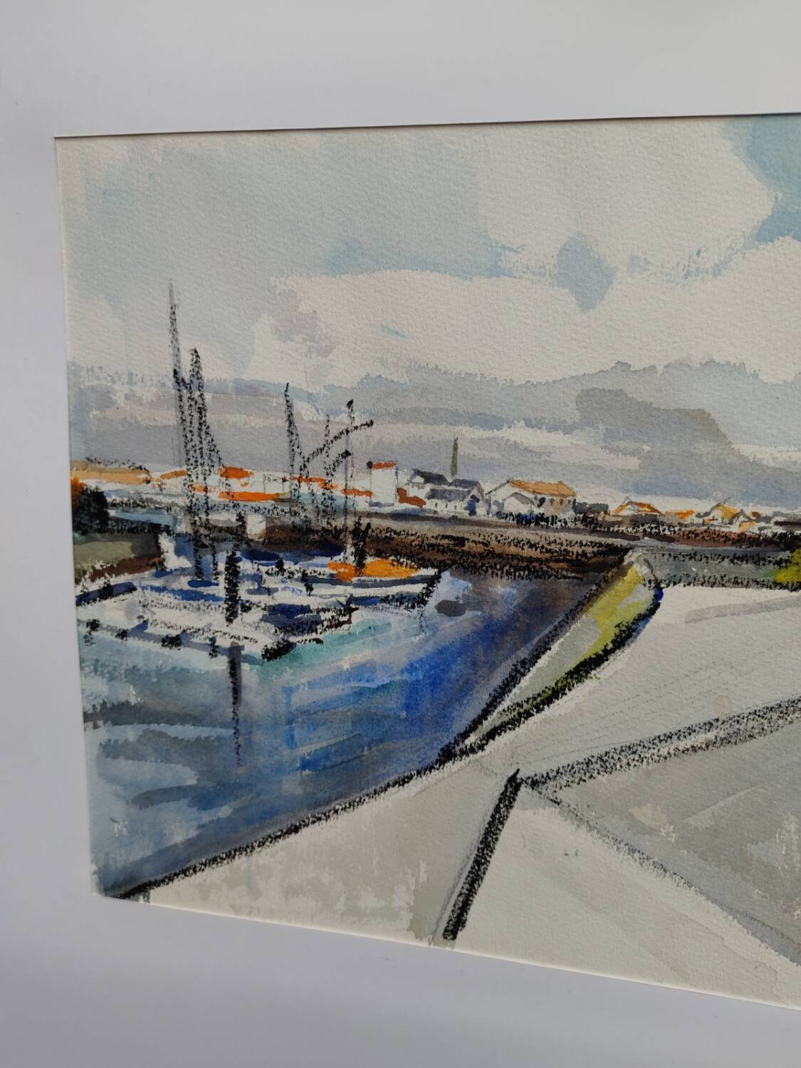 Watercolour by Michel Roubille. The island of Yeu 2000.