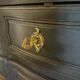 Black and wood chest of drawers