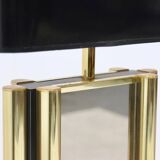 Large Belgian Table Lamp in mirror glass and Brass 1970s