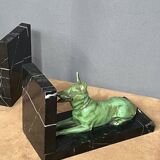 Art Deco bookends. Regule with patina and marble.