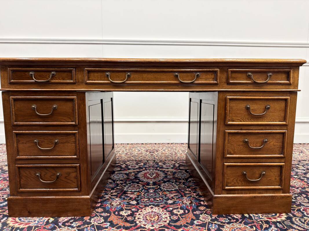 Classic English Desk with Green Inlay