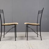 Vintage black metal and wicker italian bistro chairs.  Beautiful, elegant i