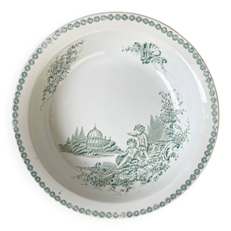 Vintage hollow dish French Terre de Fer St Amand TRIANON cherub motif 19th century